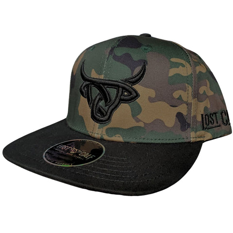 Lost Calf Mens Army Flat Bill Adjustable Snapback Cap Hat