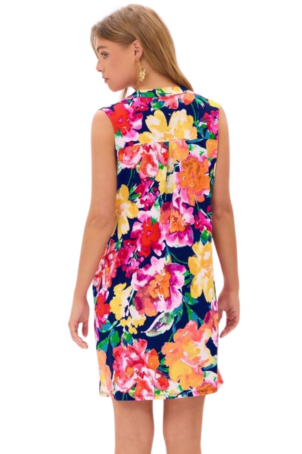 Dear Scarlett Womens Lizzy Sleeveless Relaxed Tank Dress, Navy