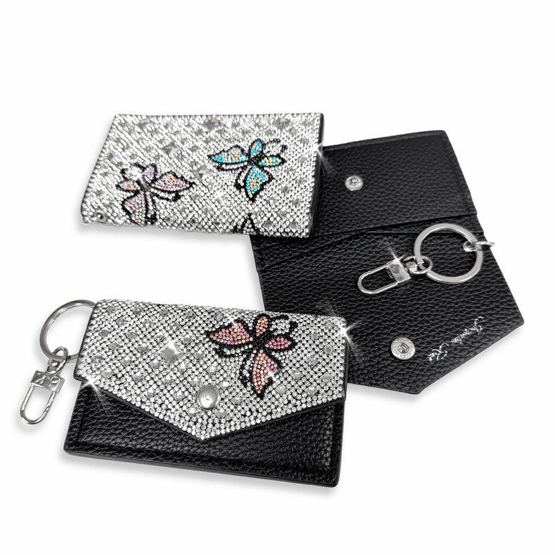 Jacqueline Kent Wings of the Heart Butterfly Crystal Studded Card Purse Keychain