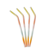 Krumbs Kitchen Tye Dye Silicone Straws, 4 Pack Plus Cleaning Brush