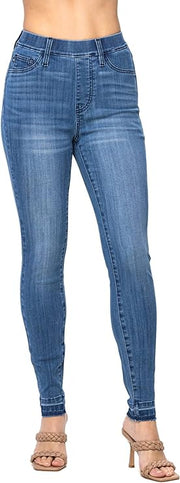Judy Blue Womens Release Hem Pull On Skinny Jeans