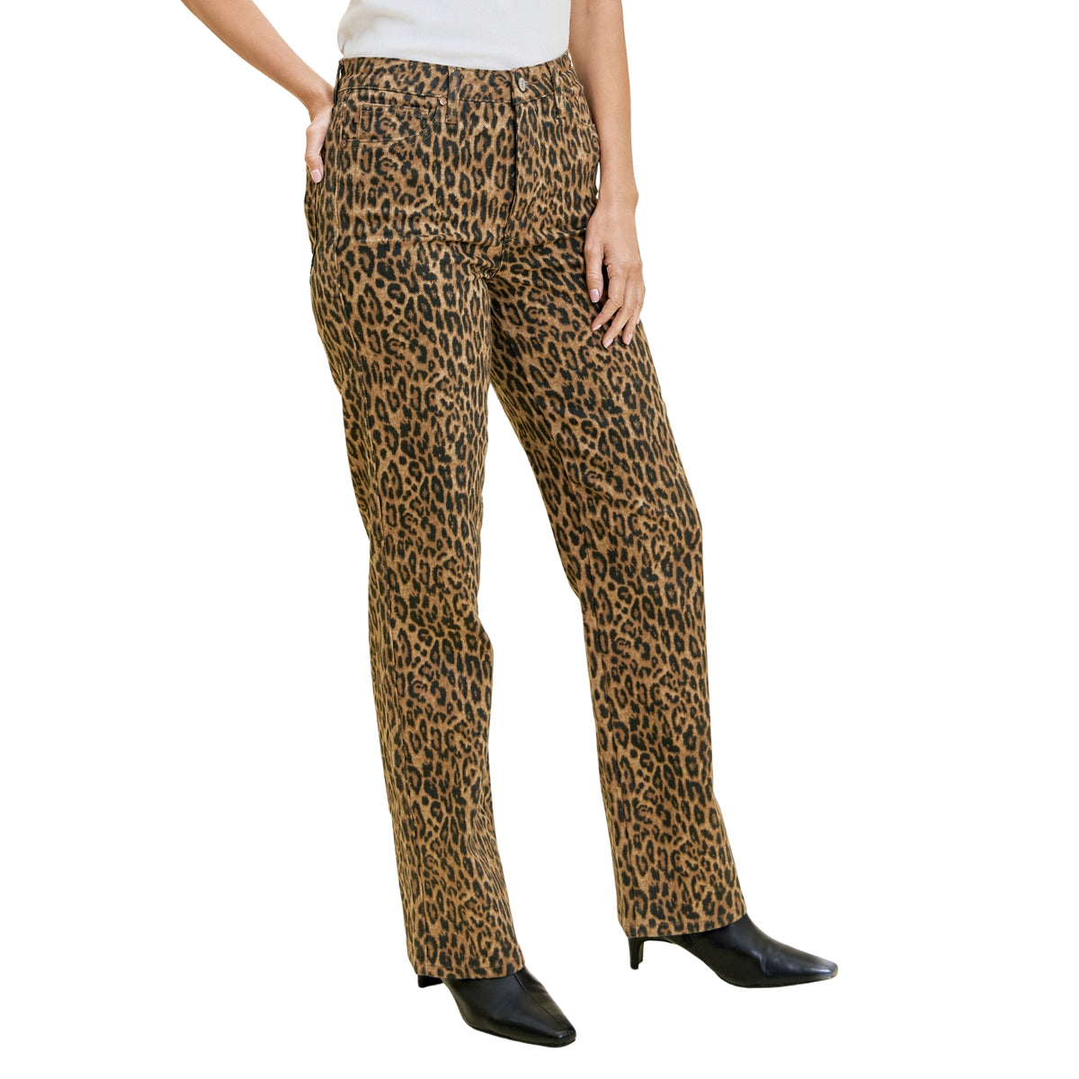 Judy Blue Women's Kimberly High Waist Classic Jeans, Leopard Print