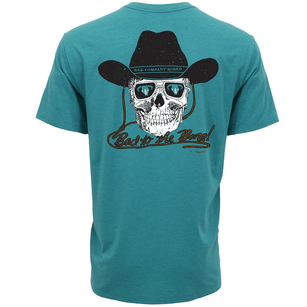 Hooey Mens Bad Company Rodeo T-Shirt- Teal with Black and White Skull Logo