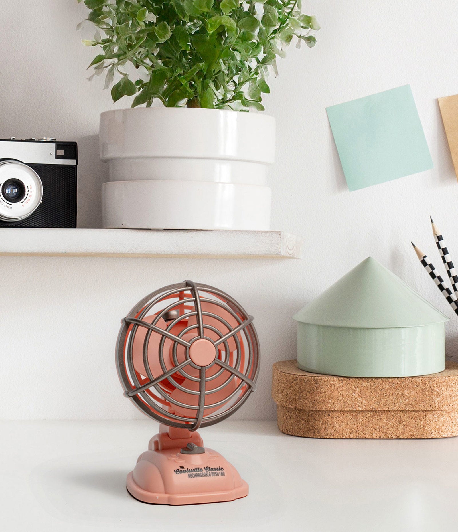 Modern Monkey The Coolsville Rechargeable Mini Tabletop Desk Fan