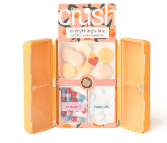 Everything's Fine Pill & Vitamin Case by Crush, Magnetic Closure & Fun Relatable Stickers!