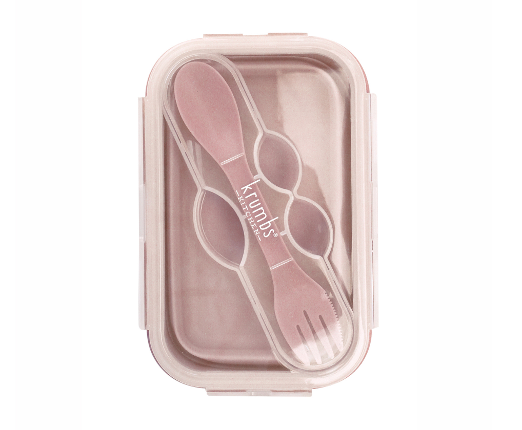 Krumbs Kitchen Essentials Silicone Collapsible Lunch Container with Spoon/Fork