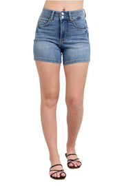 Judy Blue Womens Tummy Control High Waist Double Waistband Denim Shorts