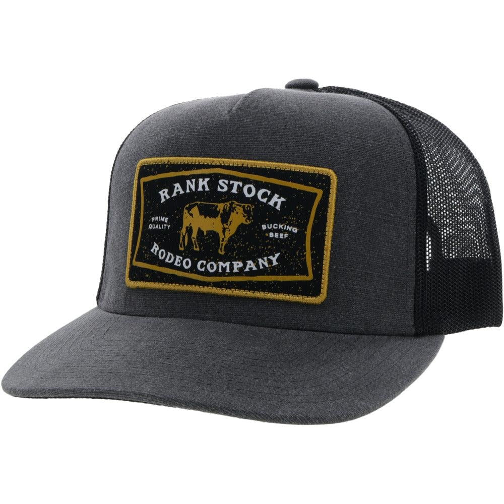 Hooey Mens Rank Stock Logo Adjustable Snapback Trucker Cap Hat- Charcoal/Black