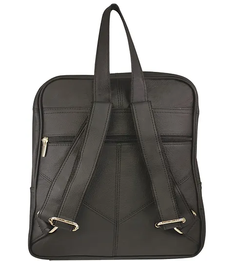 Roma Leathers Square Leather Backpack with Multiple Interior Pockets