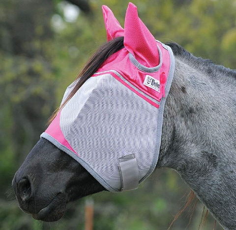 Cashel Crusader Horse Fly Mask with Ears, Breast Cancer Pink