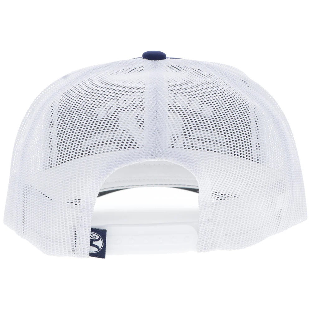 Hooey Mens Rank Stock Logo Adjustable Snapback Trucker Cap Hat-Navy/White