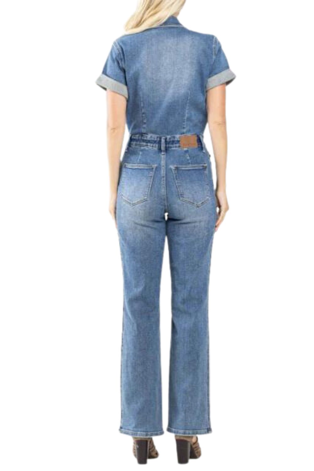 Judy Blue Womens Short Sleeve Denim Jumpsuit