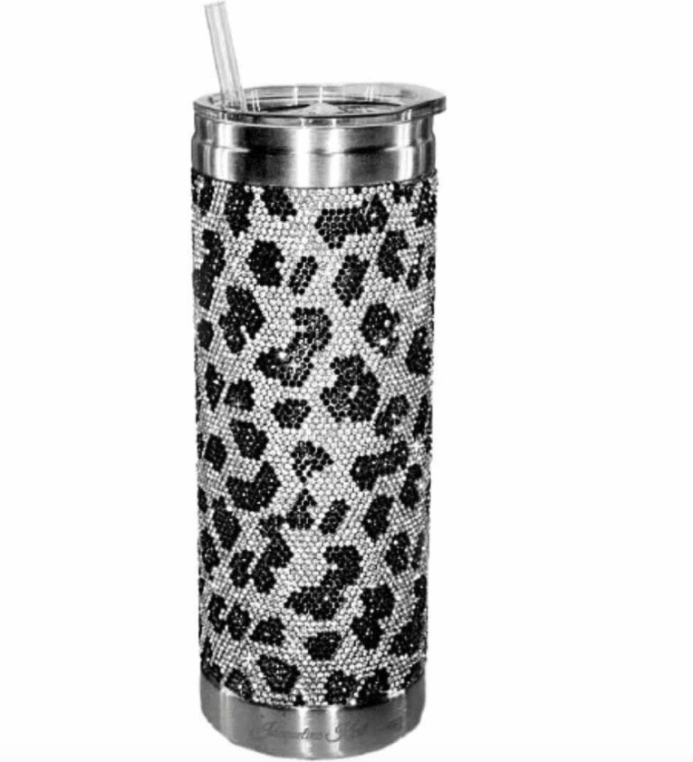Jacqueline Kent Rhinestone Bling Tumbler, 20 oz Cup with Clear Lid, Straw and a Gift Bag