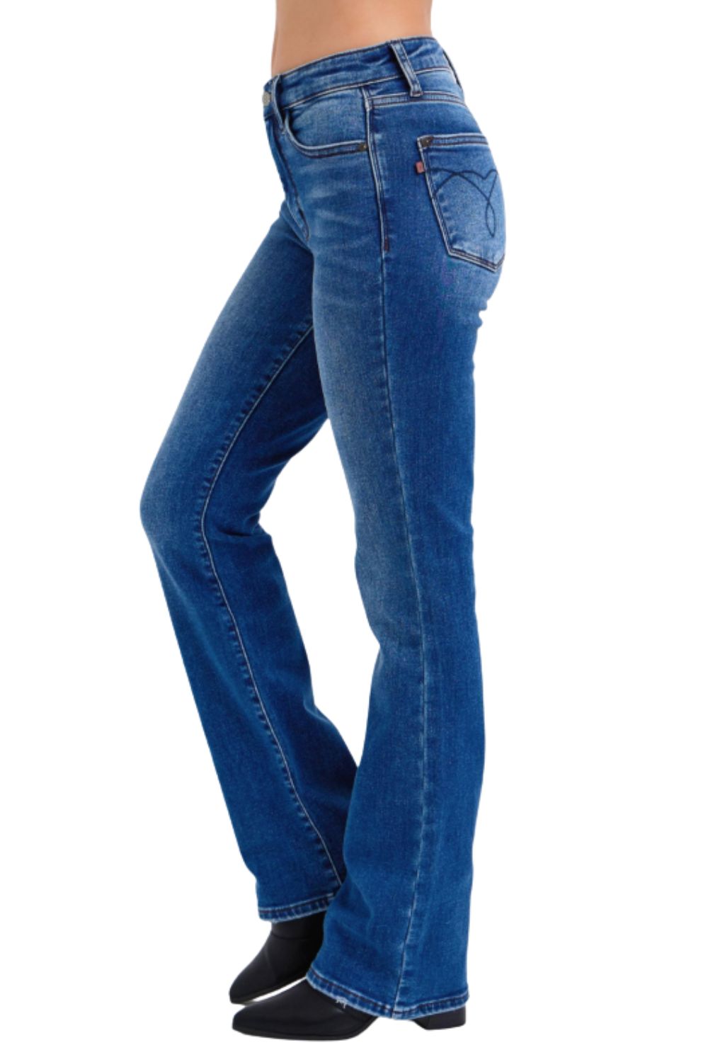 Judy Blue Womens Mid Rise Thermal Denim Bootcut Jeans