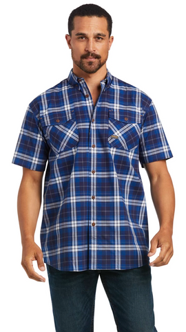 Ariat Men's Pro Series Isaiah Fitted Long Sleeve Button Down Plaid Shirt, M