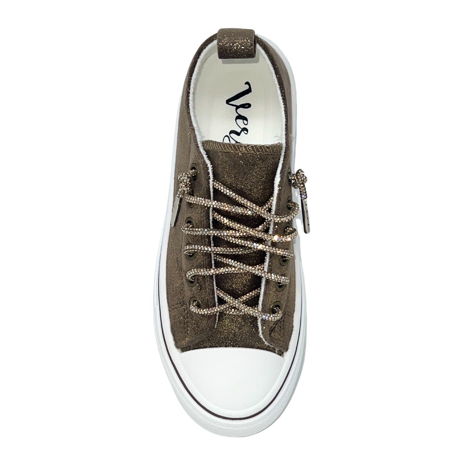 Very G Harmon Suede Sparkle Women's Platform Sneaker, Chocolate