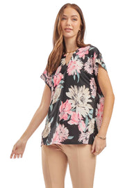 Dear Scarlett Womens Lizzy Short Sleeve Relaxed Flowy Blouse