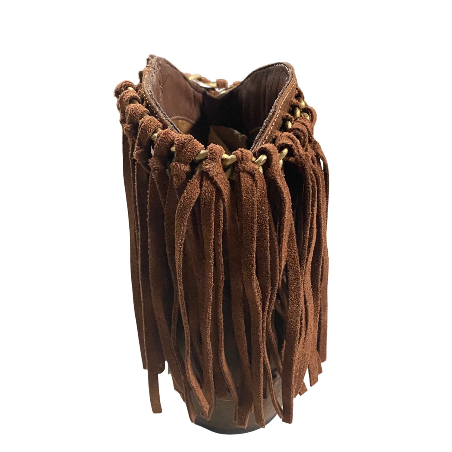 Very G Womens Juno Slip On Fringed Western Ankle Bootie