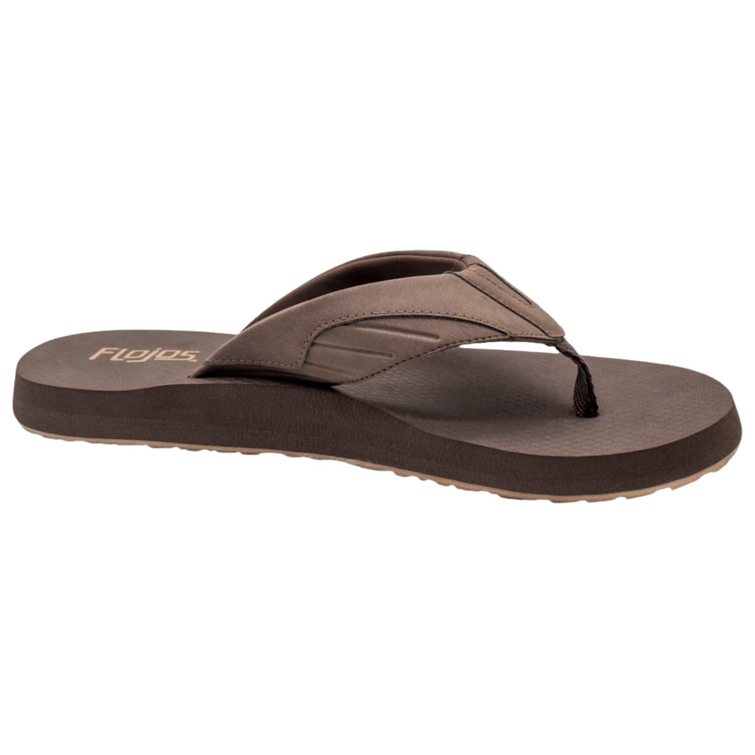 Flojos Mens Ancho Wide Fit Debossed Strap Slip On Flip Flop Sandals, Brown/Gum
