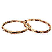 Jacqueline Kent Inside Out Chaparral Crystal Hoop Earrings (Gold/Red, 40MM)