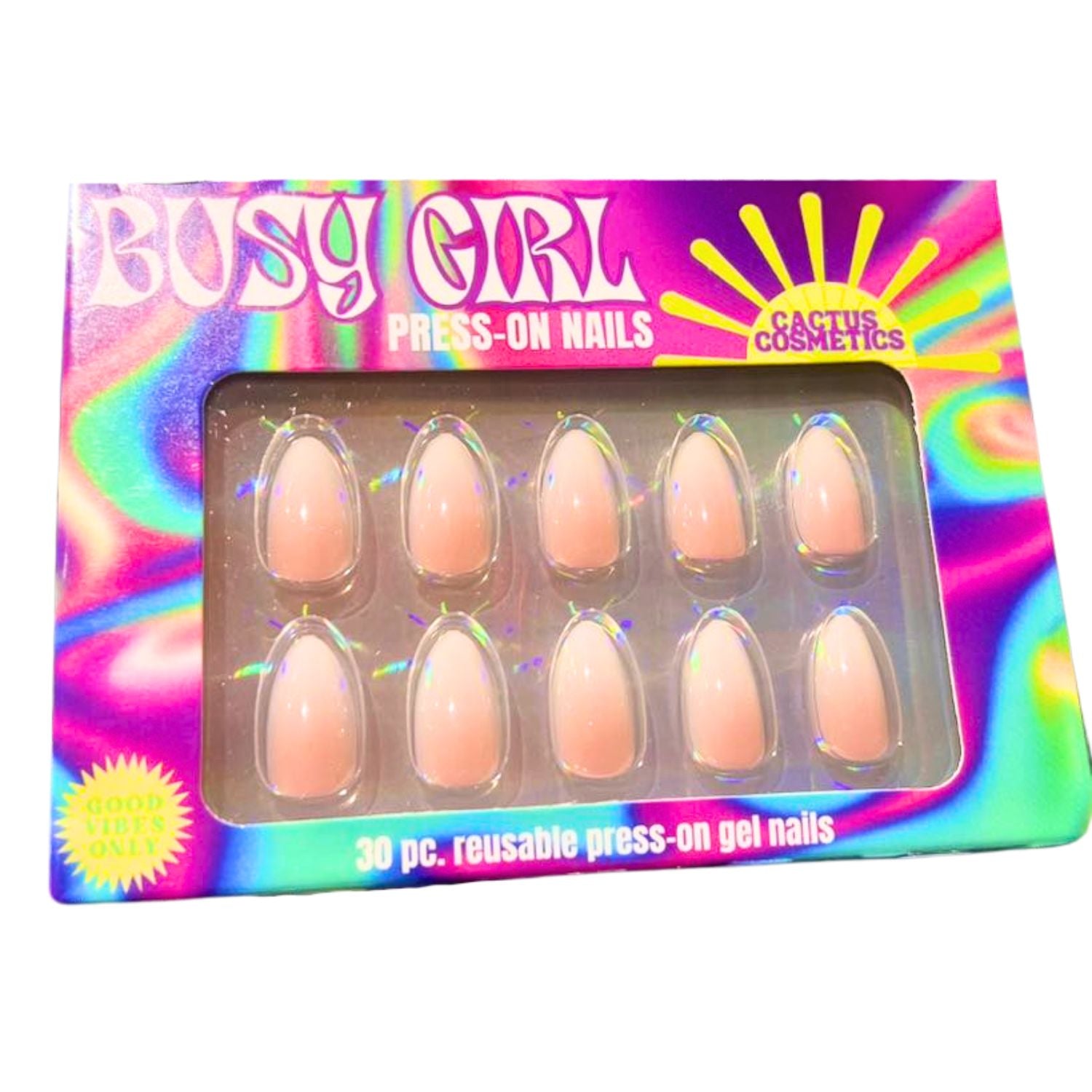 Cactus Cosmetics Busy Girl Reusable Press-On Gel Nails, 30 Pieces, Luxe Livin