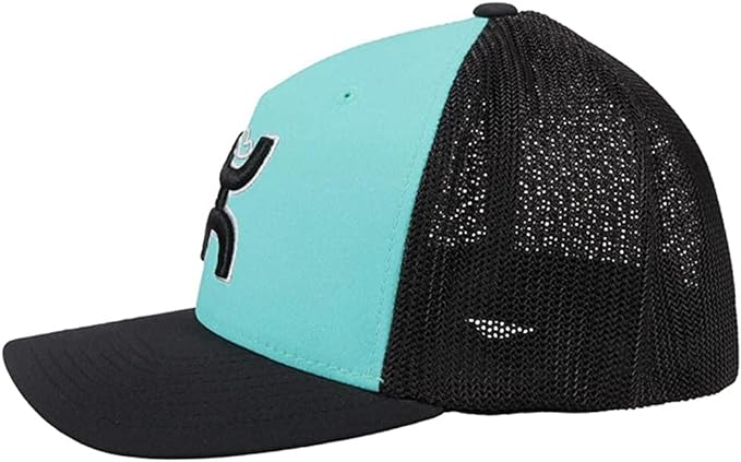 Hooey Mens Coach Flex Fit Cap Hat, Turquoise/Black