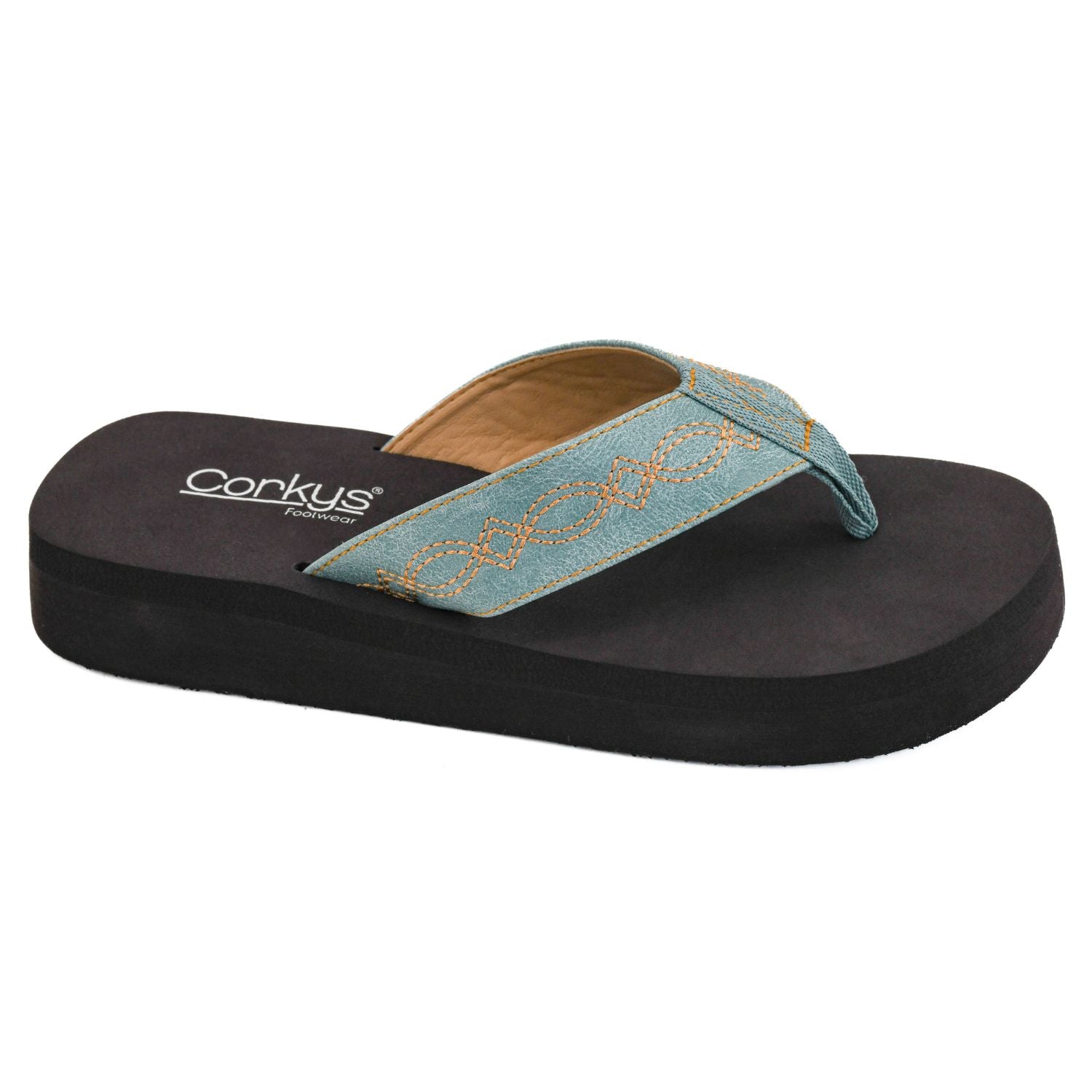 Corkys Womens Overboard Flip Flop Sandals, Turquoise