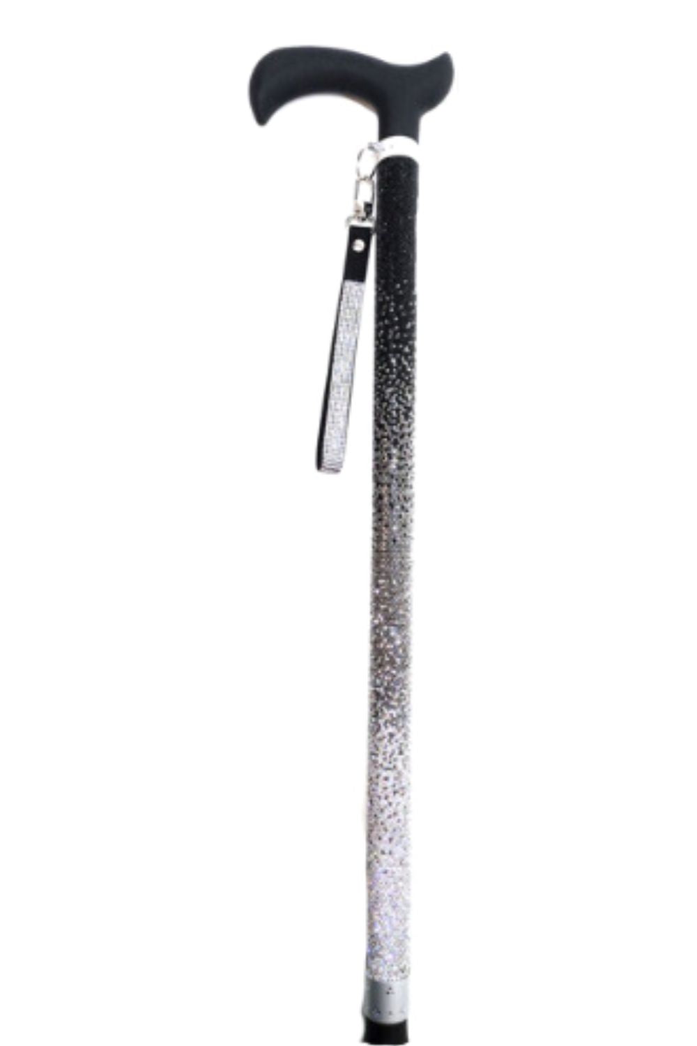 Jacqueline Kent Black Dress Adjustable Crystal Rhinestone Fashion Walking Cane