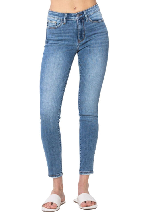 Judy Blue Womens Mid Rise Vintage Wash Skinny Jeans