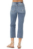 Judy Blue Womens High Waist Destroyed Crop Wide Leg Jeans