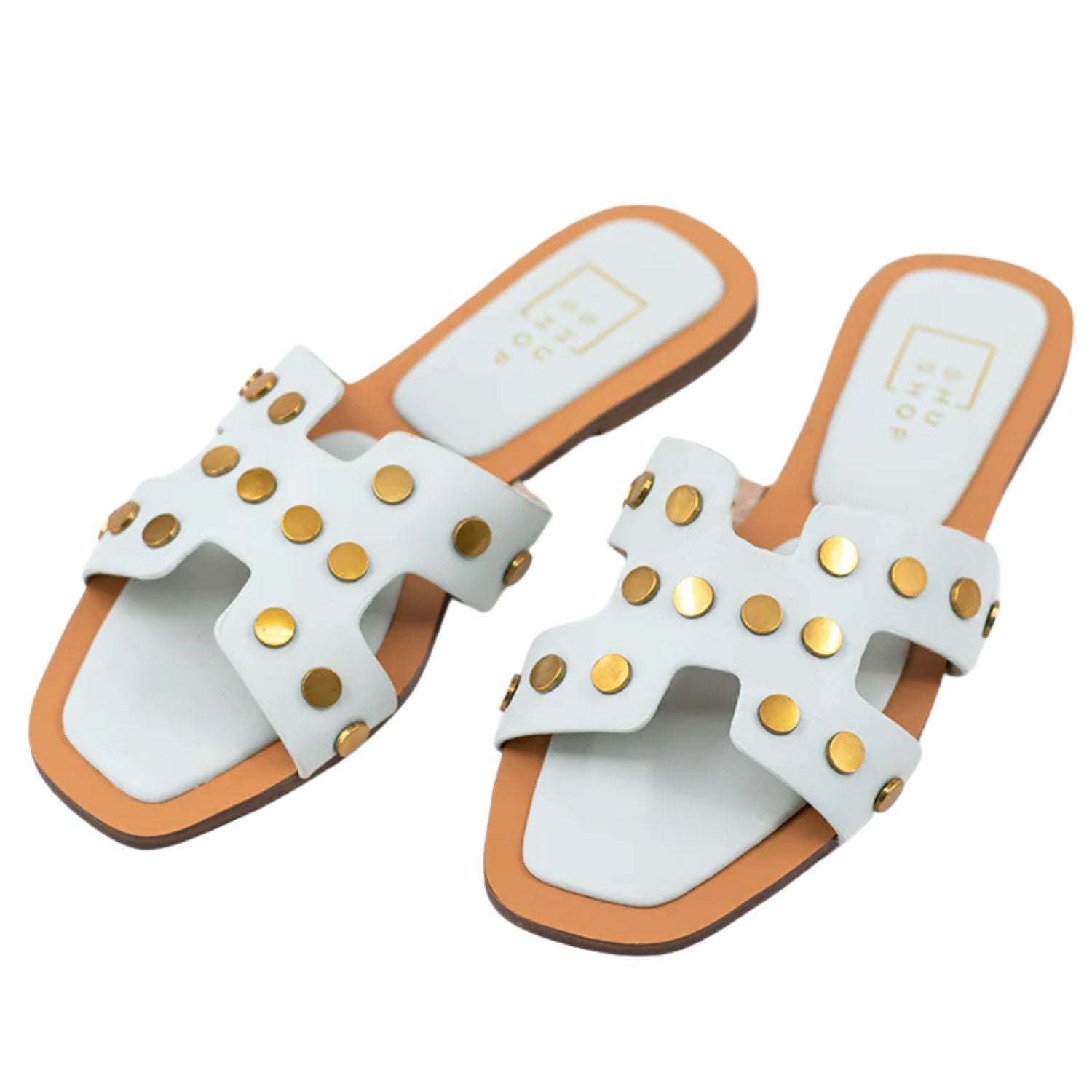 Shu Shop Womens Donatella Studded Slide Sandals, Mint