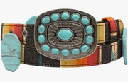 Angel Ranch Womens Serape Belt with Turquoise Stone Buckle, M, Missing 1 Stone!