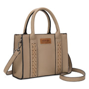 Wrangler Whipstitch PU Leather Mini Tote Crossbody Purse -Khaki