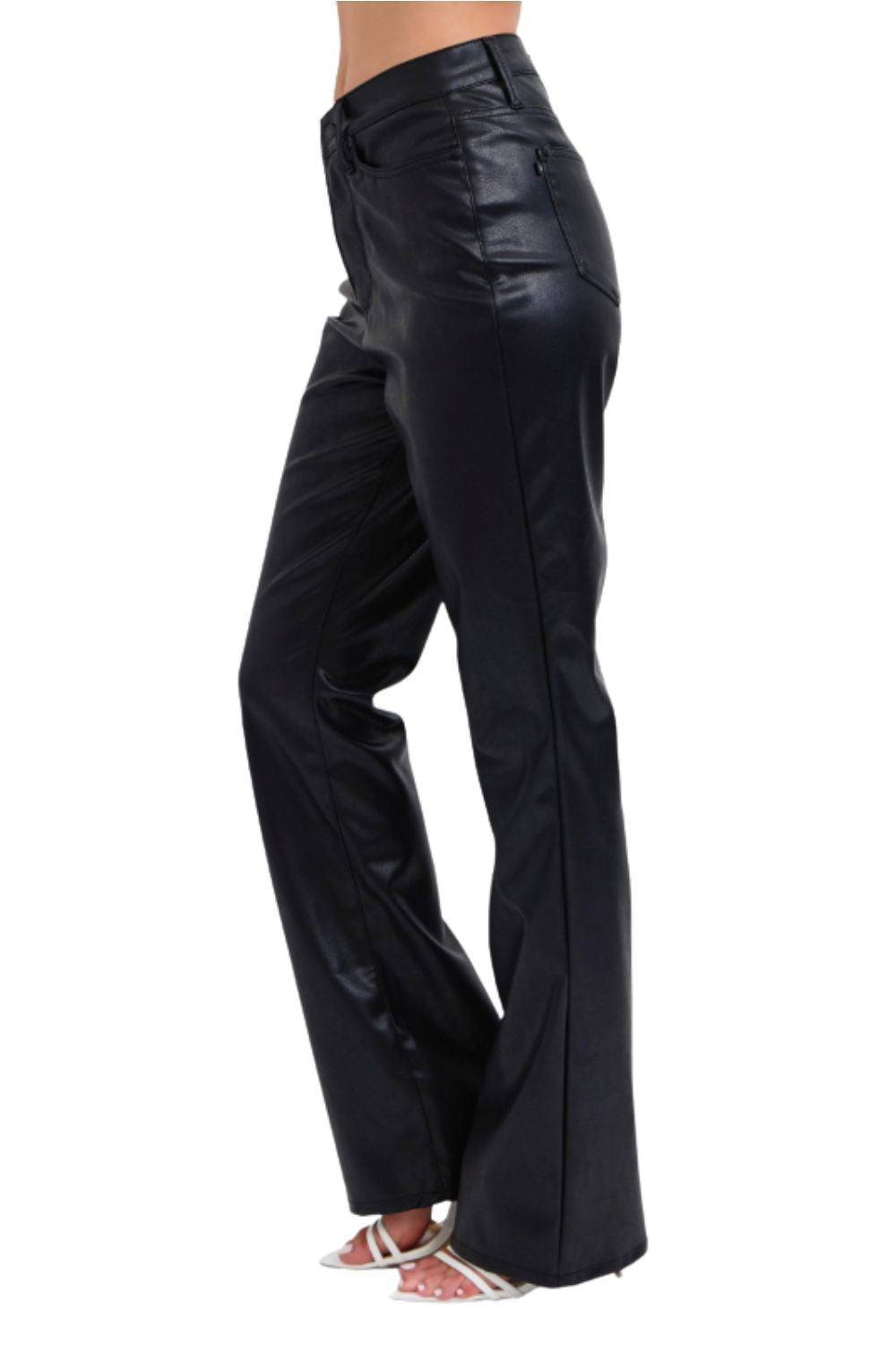 Judy Blue Womens High Waist Tummy Control Bootcut Faux Leather Pants