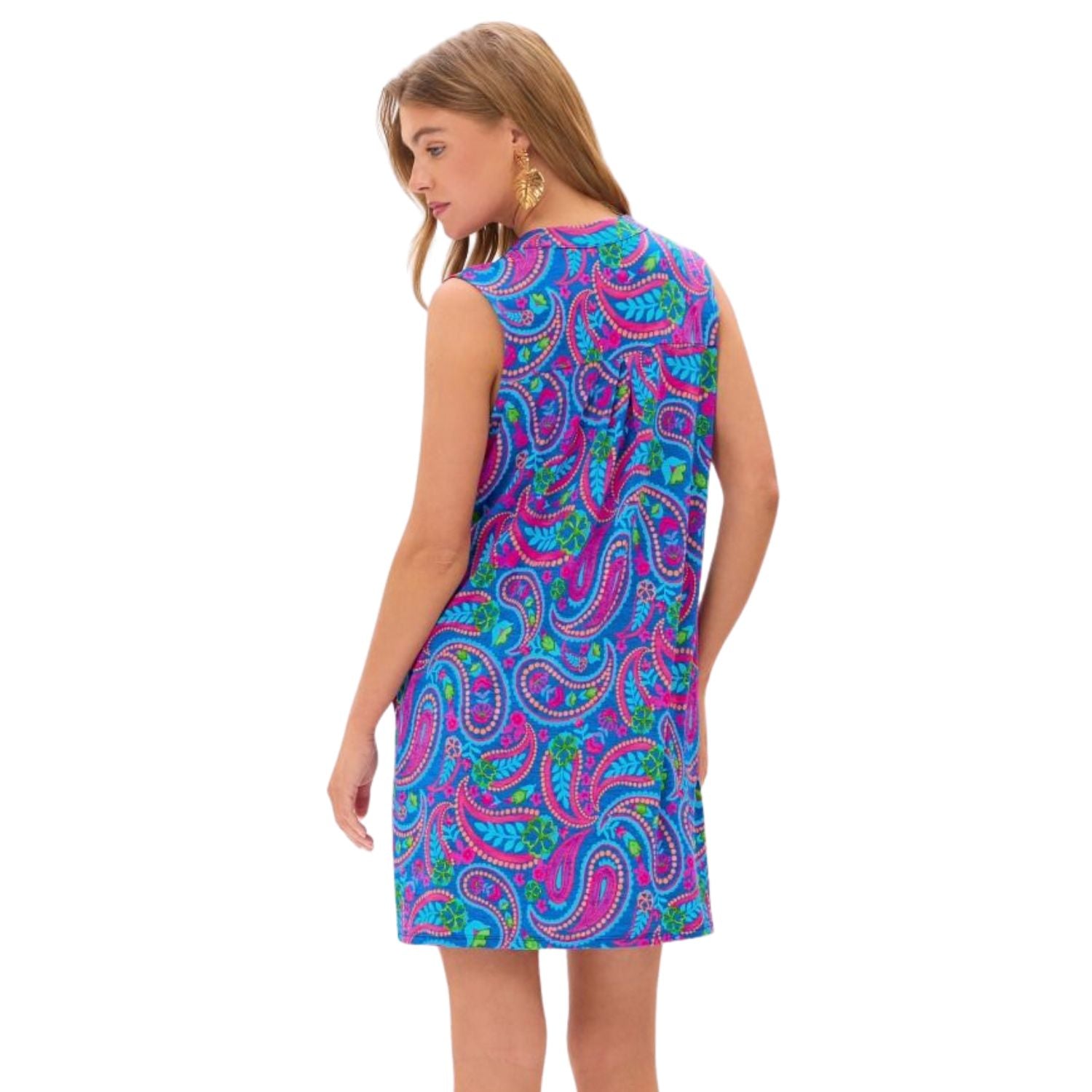 Dear Scarlett Womens Lizzy Sleeveless Relaxed Tank Dress, Royal