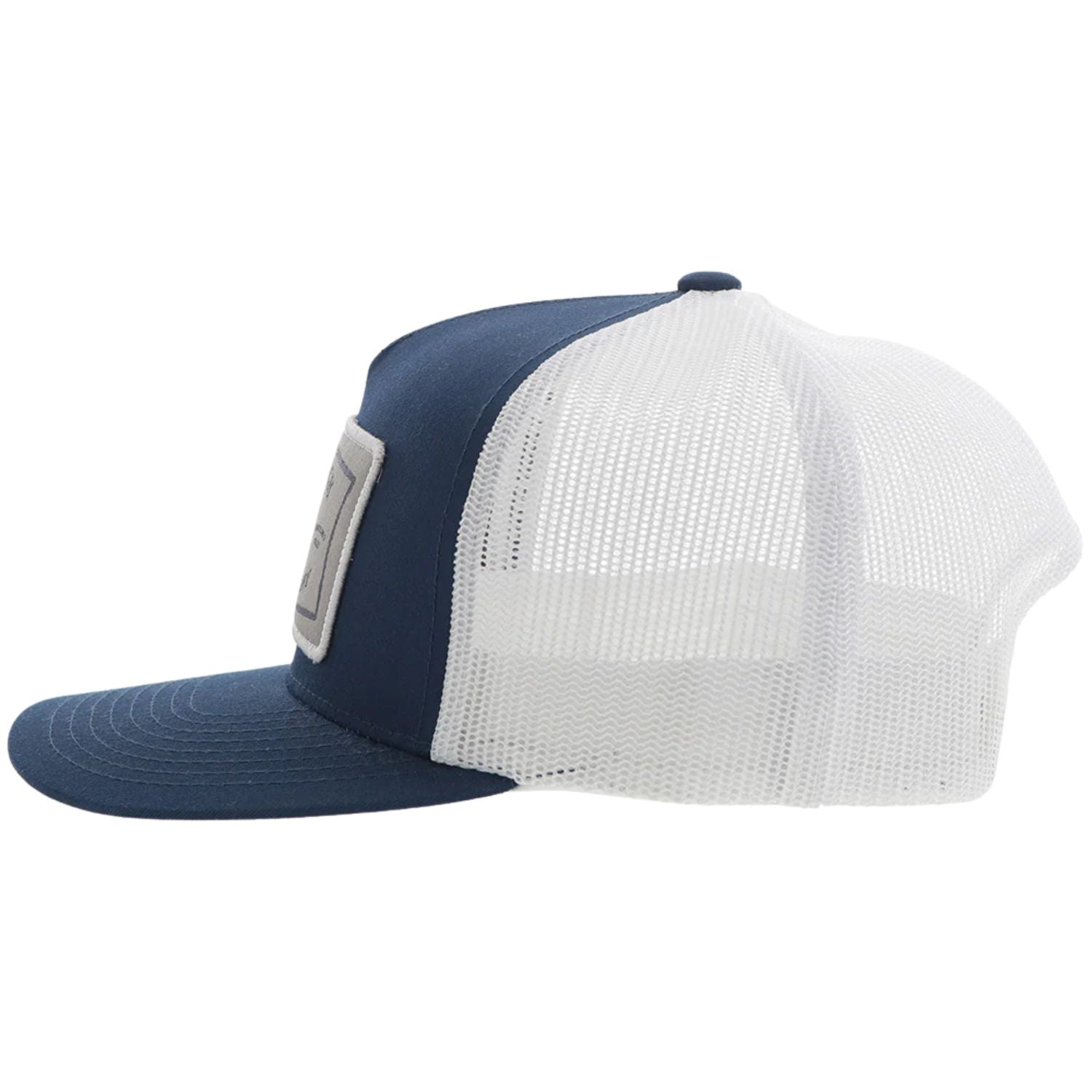 Hooey Mens Rank Stock Logo Adjustable Snapback Trucker Cap Hat, Navy/White