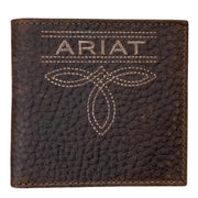 Ariat Mens Embroidered Logo Bug Stitch Leather Bifold Wallet