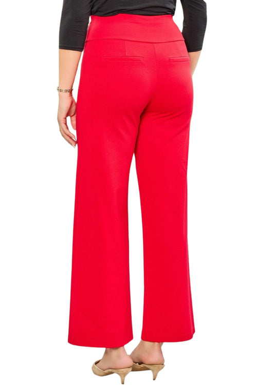 Dear Scarlett Womens Magic High Waist Wide Leg Regular Fit Pants, Red