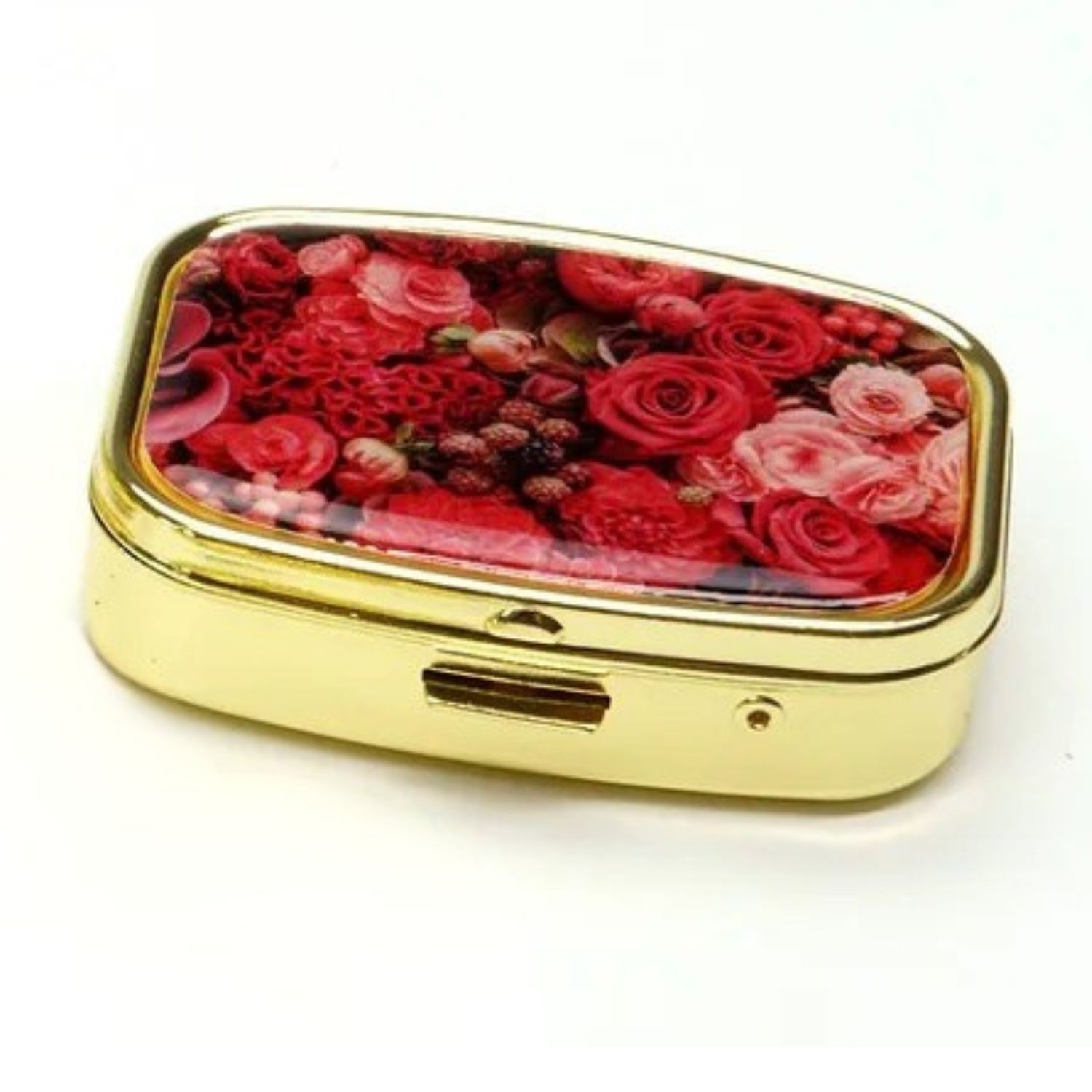 Wellness Keeper Womens Pocket-Sized Gold-Tone Pill Case