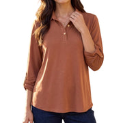 Dear Scarlett Women's Lizzy Wrinkle-Free Button-Down Blouse, Caramel