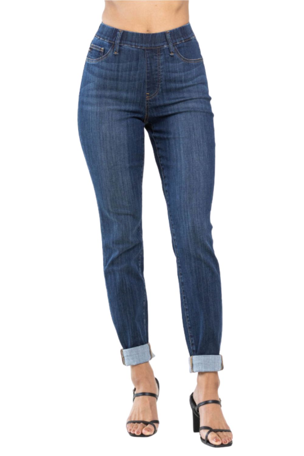 Judy Blue Womens Pull On High Waist Slim Fit Double Cuff Jeggings