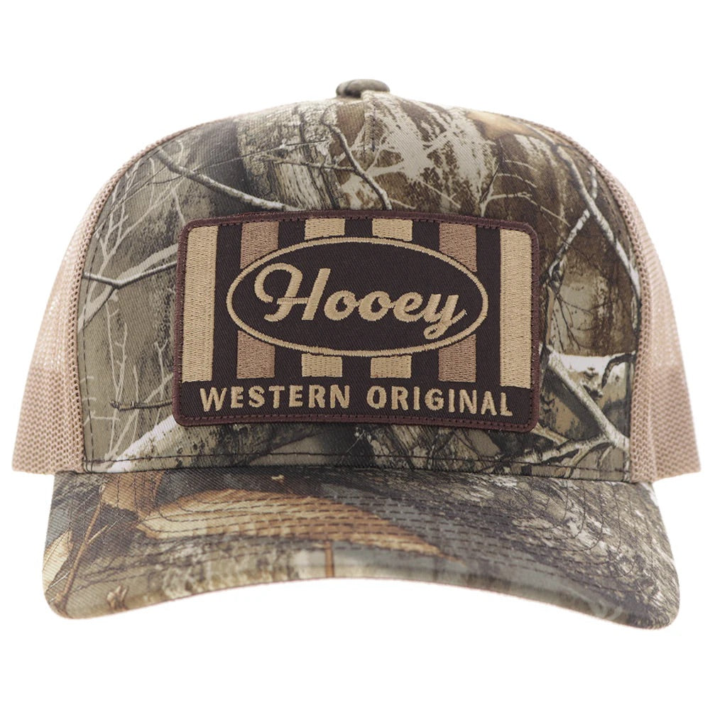 Hooey Mens Sudan RealTree Edge Camo Trucker Hat With Patch- Camo/Tan