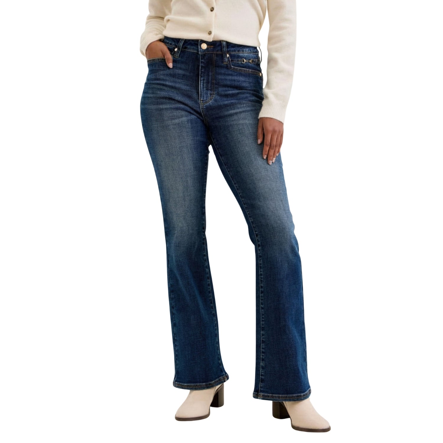 Judy Blue Mid-Rise "MR Daisy" Bootcut Jeans with Gold Harness Trim