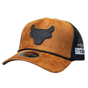 Lost Calf Mens Suede Khaki A-Frame Adjustable Snapback Cap Hat