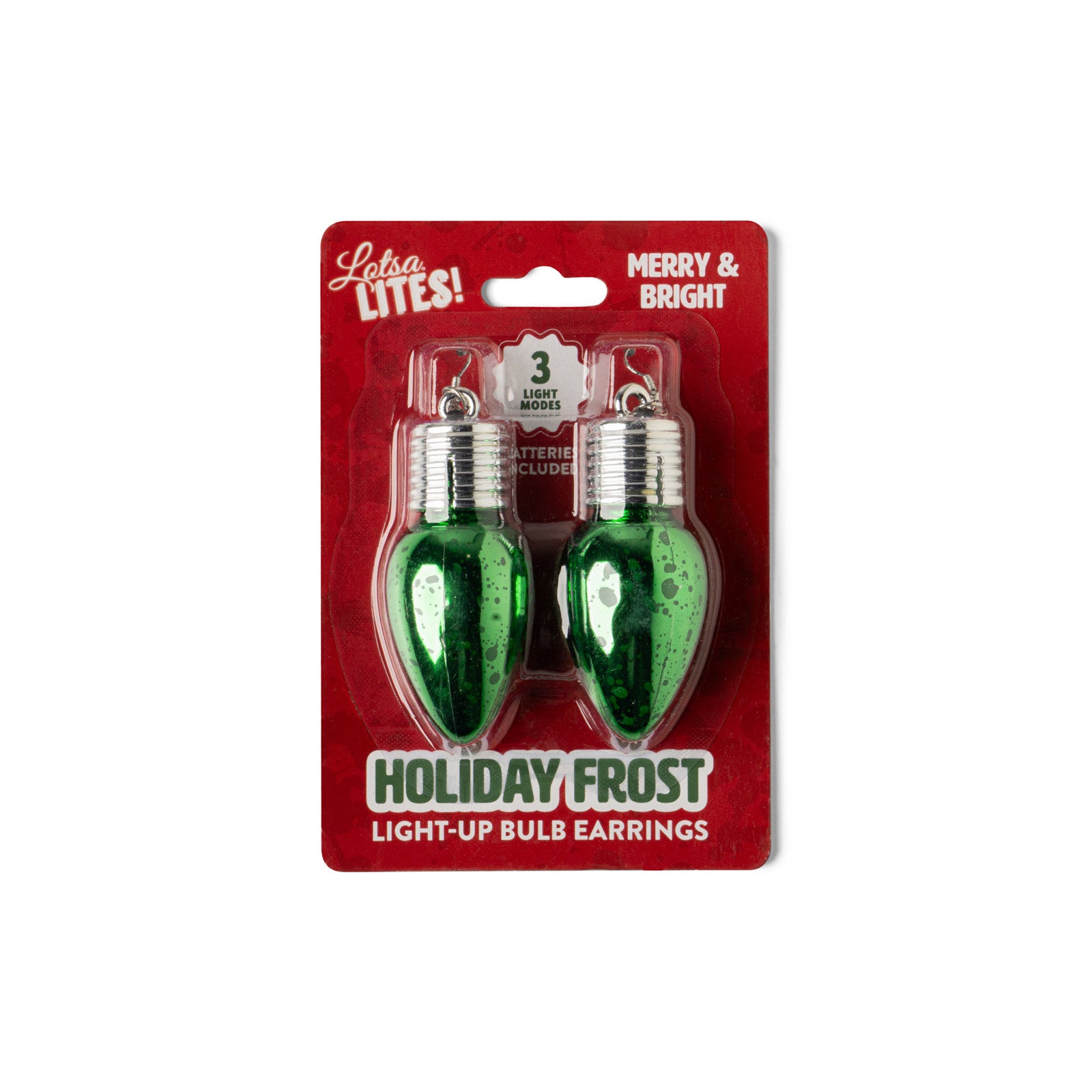 Lotsa LITES! Womens Holiday Frost Bulb Christmas Lights Earrings