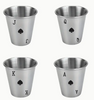 4 Piece Poker Card Shot Glass Cups, Stainless Steel, 2oz