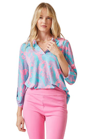 Dear Scarlett Womens Lizzy Relaxed Flowy High Low Blouse