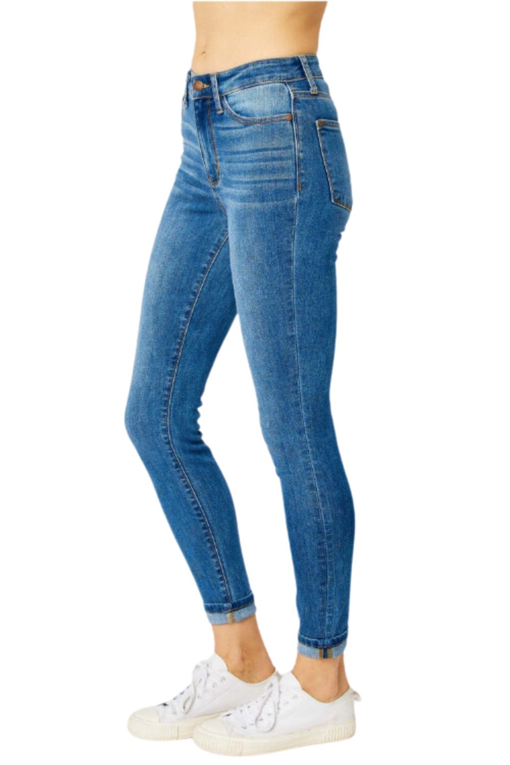 Judy Blue Womens High Waist Cuffed Hem Skinny Jeans