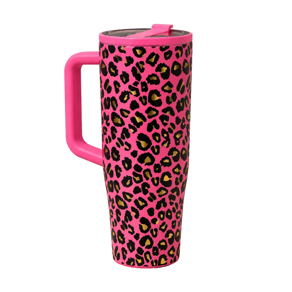 **Pre-Order** Olive & Brown 40 fl oz Stainless Steel Insulated Gold Leopard Straw Tumbler