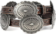Ariat Womens Large Conchos Floral Tooled Leather Belt